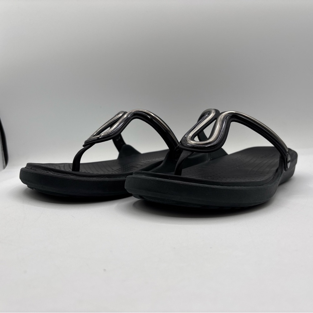 Crocs Sanrah Metal Block Wedge Black Women’s Size 10 205470 Dual Comfort Sandal - Picture 11 of 16